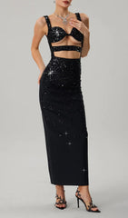 Glamorous Sequin Cutout Bandage Maxi Dress