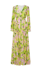 FRIGG Vibrant Pleated Floral Maxi Dress