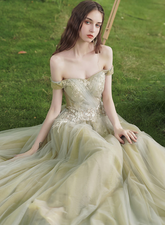 Light Green Fairy Prom Dress Green Color