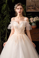 Lovely White Tulle with Lace Off Shoulder Party Dress
