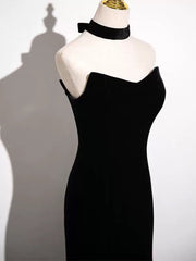 Black and White Mermaid Strapless Long Prom Dress