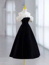 Black A-line Velvet Off Shoulder Lace-up Homecoming Dress