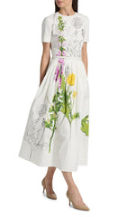 Issac White Artistic Floral Midi Dress