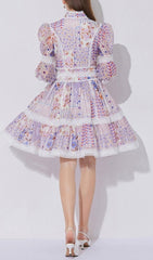 Erla Romantic Purple Floral Tiered Mini Dress