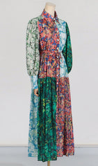 Caleigh Chic Multi-Marbled Print Long Sleeve Maxi Dress