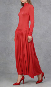 Javon Radiant Red Long Sleeve Maxi Dress