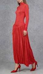 Javon Radiant Red Long Sleeve Maxi Dress