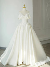 Ivory Satin V-neckline Long Party Dress