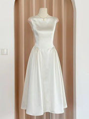 Vestido de fiesta de boda sencillo de satén blanco