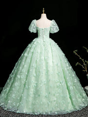 Vestido de noche largo formal con escote en forma de corazón y encaje verde