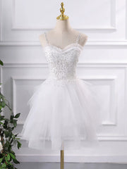 Lovely Tulle with Lace Applique Straps Short Party Dress