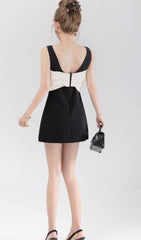 Alegria Chic Bow Front Black & White Embellished Mini Dress