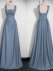 A-line Straps Floor Length Simple Prom Dress