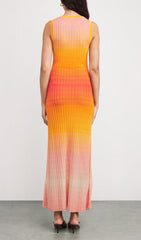 Sunset Ombre Ribbed Knit Maxi Dress