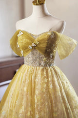 A-line Floral Tulle Knee Length Prom Dress