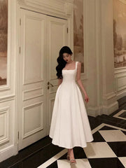 Vestido formal de spandex con mangas largas color blanco