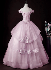 Precioso vestido formal largo rosa con hombros descubiertos