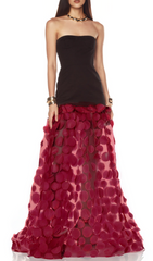 Gaenor Strapless Appliqu Sheer Maxi Gown