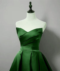 Vestido de fiesta largo de satén sencillo de corte A verde