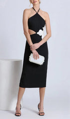 Showstopping Babette Floral Cutout Halter Bandage Midi Dress