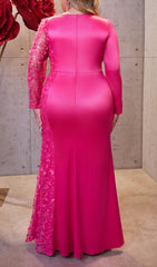 Idina Glamour Pink Plus Size Long Sleeve Sequin Maxi Dress