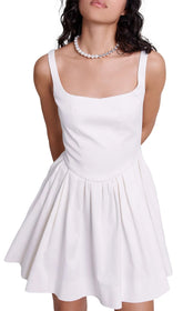 Robole Chic Square Neck Pleated Flare Mini Dress