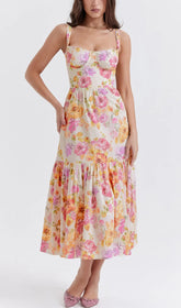 Chic Ivory Floral Midi Sundress for Women
