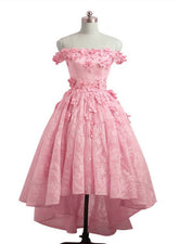 Lovely Lace Off Shoulder Pink Homecoming Dress