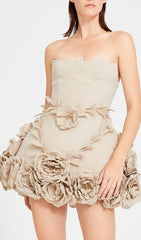 Bice Nude Strapless Bustier Floral Mini Dress