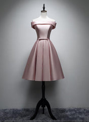 Vestido de fiesta con cordones y hombros descubiertos de satén rosa