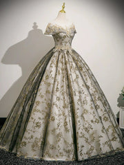 A-line Round Neckline Floral Lace And Tulle Party Dress