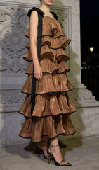 Jenneva Fuchsia Tiered Ruffle Maxi Dress