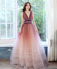 Beautiful Tulle Gradient V-neckline Long Party Dress