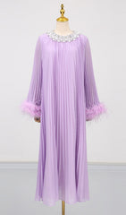 Felipe Mint Green Embellished Maxi Gown with Feather Cuffs