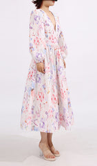 Elswith Floral V-Neck Midi Dress
