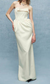 Daithí Elegant Strapless Bow Corset Maxi Gown