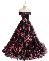 Charming Black Floral Tulle A-line Party Dress