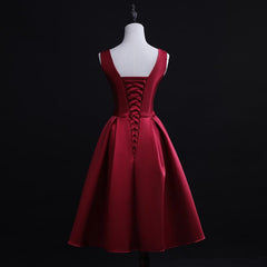 Beautiful Dark Red Satin Short Homecoming Dress