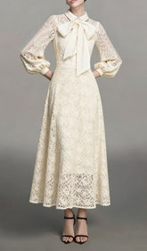 Issay Elegant Lace Maxi Dress with Statement Bow