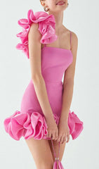Glamorous Fuchsia Pink Ruffle Mini Dress