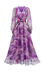 Feryal Mesmerizing Purple Abstract Maxi Dress