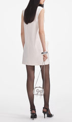 Elegant Cream 3D Floral Satin Mini Dress