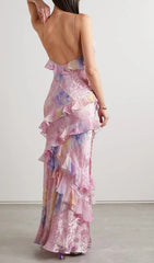 Brocha Dreamy Pastel Floral Ruffle Maxi Dress