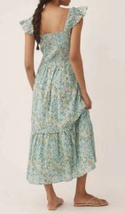 Fahari Smocked Floral Midi Dress