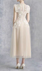 Faina Romantic Floral Lace & Tulle Midi Dress