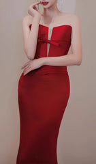Edimeia Red Strapless Mermaid Gown