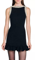 Chic Faux-Pearl Beaded Mini Dress
