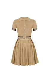 Chic Ehud Khaki Monogram Knit Mini Dress