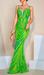 Firenze Showstopping Vibrant Green Sequin Maxi Dress