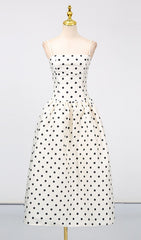 Floriane Retro Chic Polka Dot A-Line Midi Dress